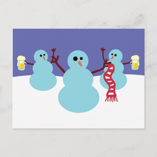 Snowmen Gone Wild Holiday Postcard