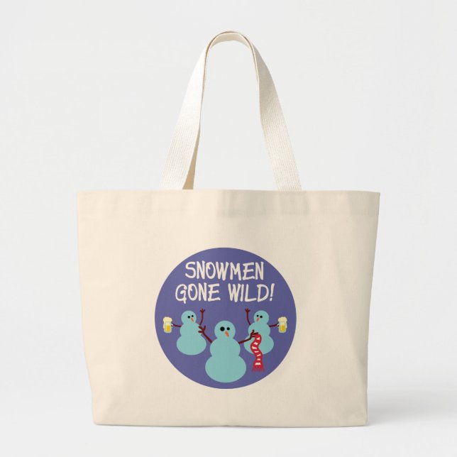 Snowmen Gone Wild! Large Tote Bag (Front)