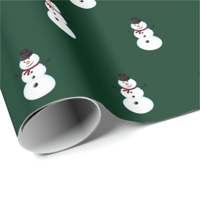 Snowmen Green Christmas  Wrapping Paper (Roll Corner)