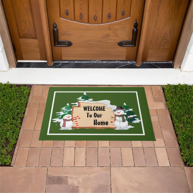 Snowmen Greeting  Doormat (Outdoor)