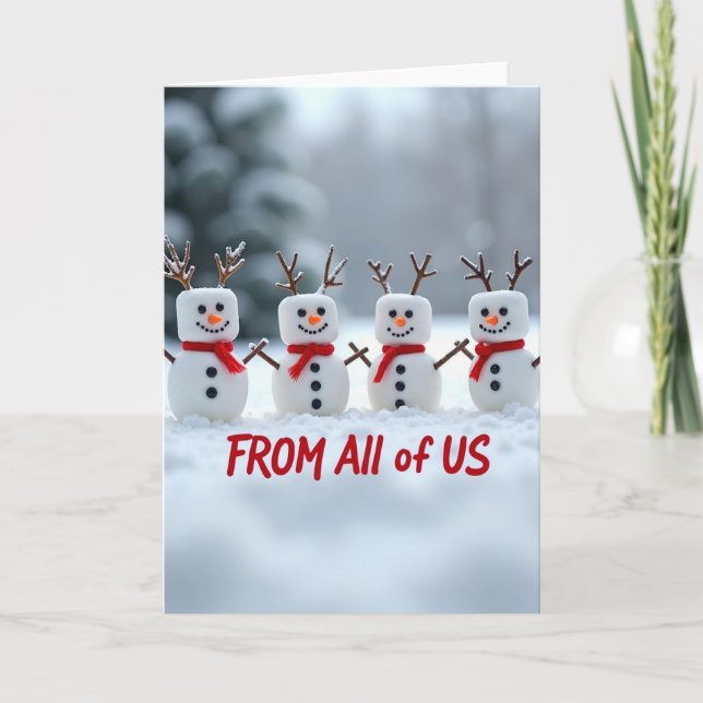Snowmen Greetings From All Of Us Card (Front)