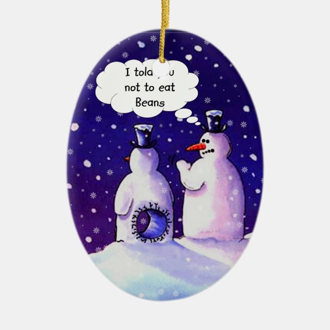 Snowmen Humor Ceramic Ornament (Front)