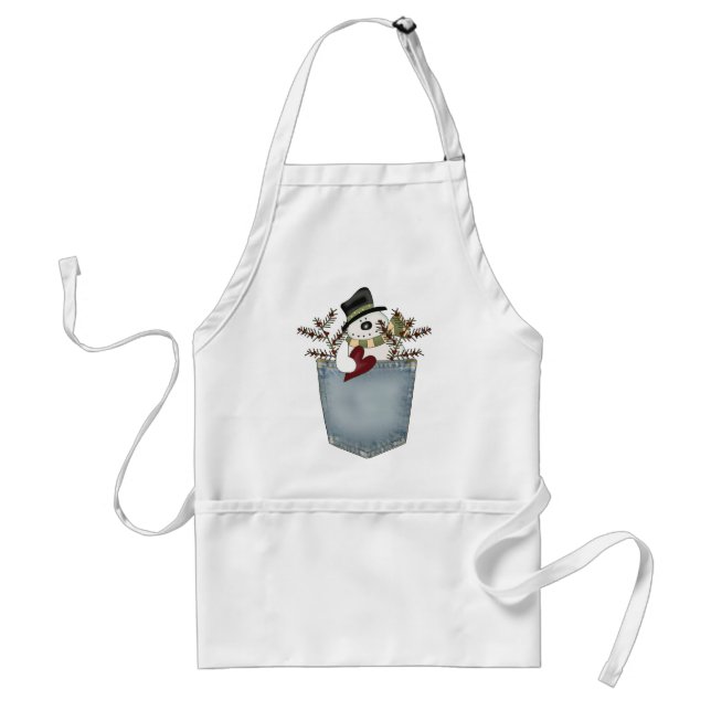 Snowmen in Pocket Adult Apron (Front)