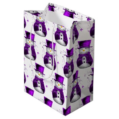 Snowmen in Purple Velvet Elegant Christmas