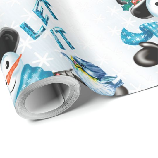 SNOWMEN LET IT SNOW CARTOON Glossy Wrapping Paper | Zazzle.com