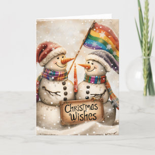 Snowmen LGBTQ Christmas Digital Art Holiday Card
