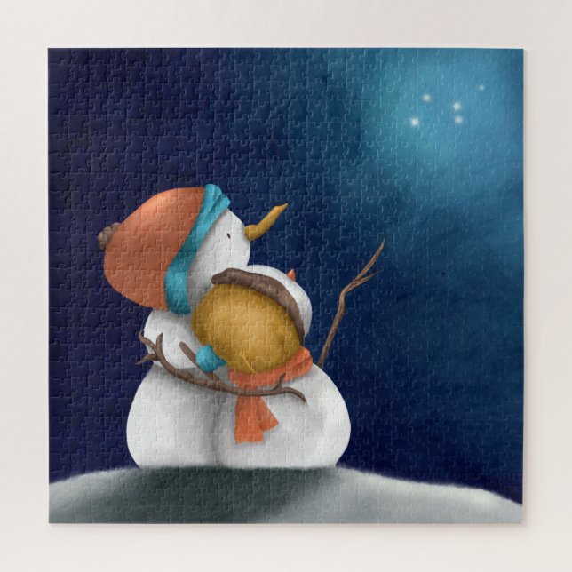 Snowmen Loving Couple Anniversary Christmas Jigsaw Puzzle (Vertical)