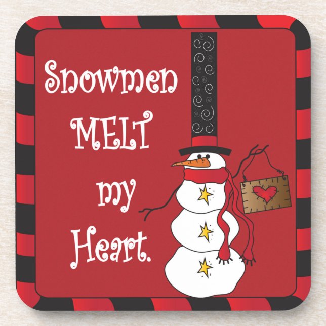 Snowmen Melt my Heart | Christmas Coaster (Front)