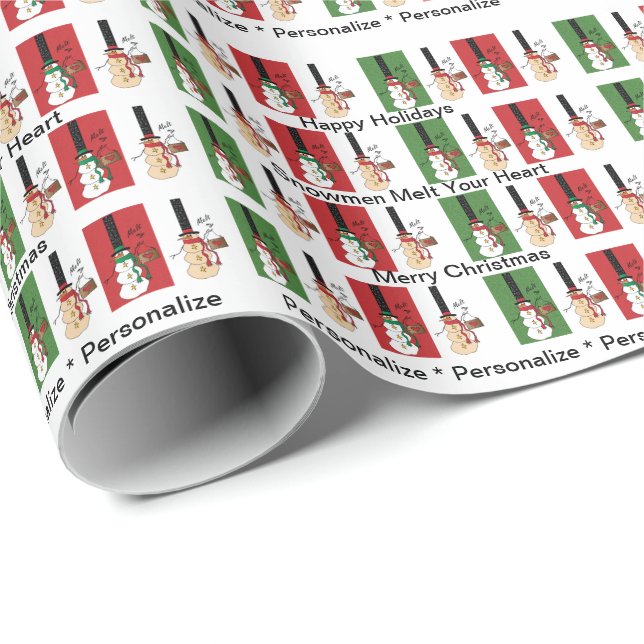Snowmen Melt my Heart | Christmas  Wrapping Paper (Roll Corner)