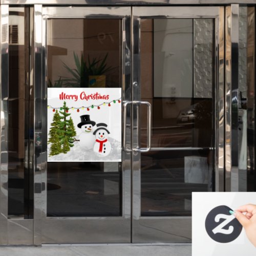 Snowmen Merry Christmas Home or Business Window Cling