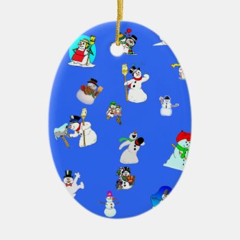 Snowmen Oval Christmas Ornament by charlynsun at Zazzle