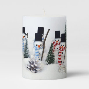 Snowmen Pillar Candle