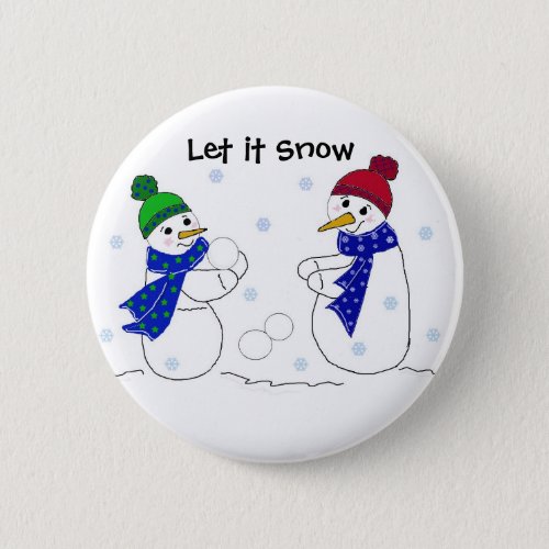 Snowmen Playing in the Snow Pinback Button