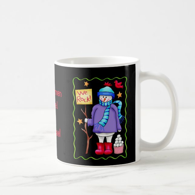 Snowmen Rule Name Personalized Snowman Art Coffee Mug (Right)