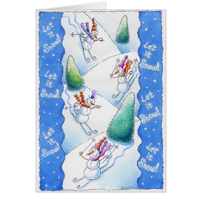 Snowmen Skiing Cards