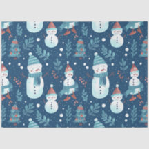 Snowmen Snow Trees Greenery Christmas