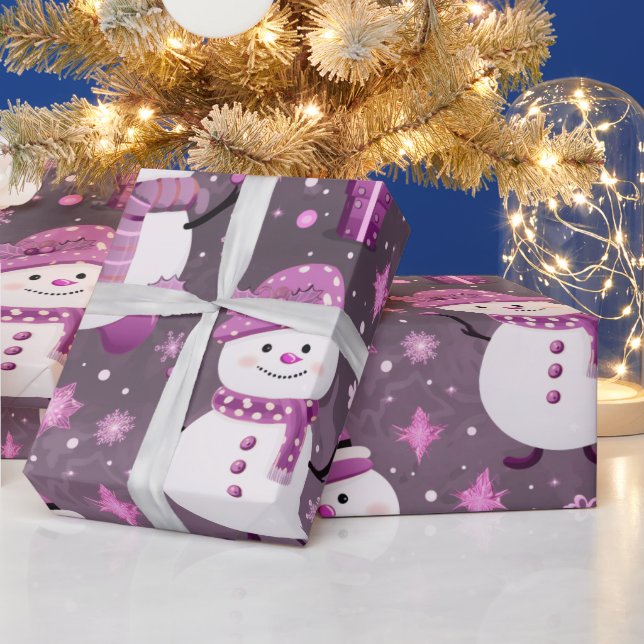 Snowmen Snowflakes Christmas Ornaments Christmas Wrapping Paper (Holidays)