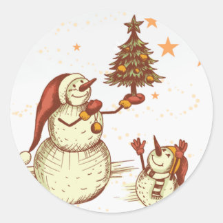 Snowmen & Their Christmas Tree Stickers