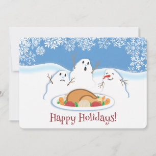 Snowmen turkey dinner culinary Christmas card