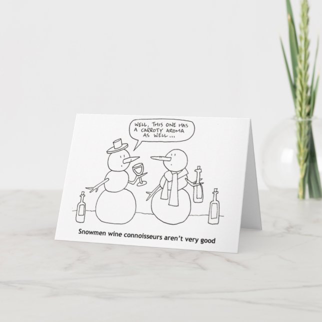 Snowmen Wine Tasting Funny Greeting Card (Front)