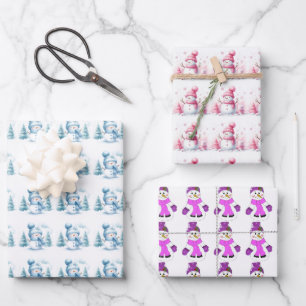 Snowmen Winter Fun Wrapping Paper Sheet