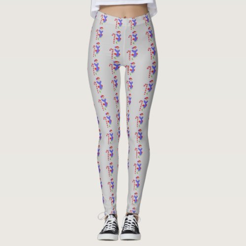 Snowmen With Candy Canes Leggings