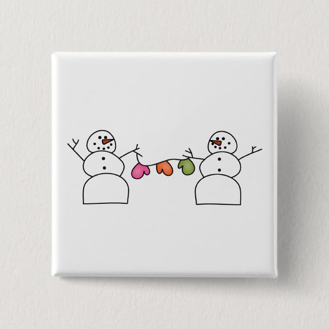 Snowmen with Mittens T-shirts and Gifts Pinback Button (Front)