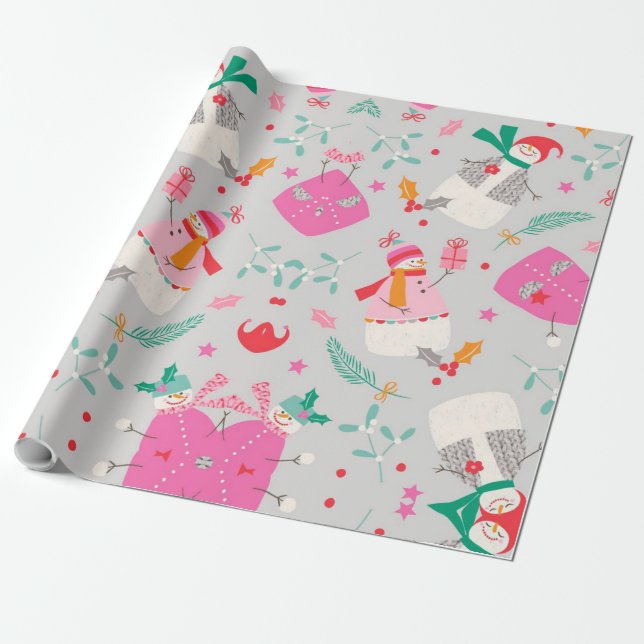 Snowmen Wrapping Paper (Unrolled)