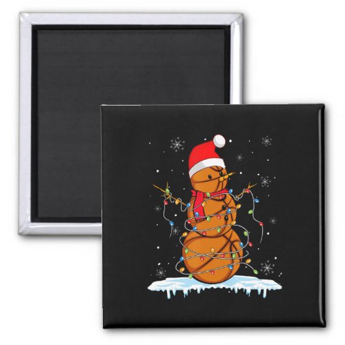 Snowmies Santa Lights Christmas Snowman Basketball Magnet