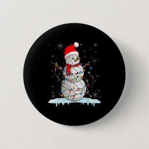 Snowmies Santa Lights Christmas Snowman Volleyball Button