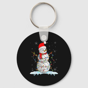 Snowmies Santa Lights Christmas Snowman Volleyball Keychain
