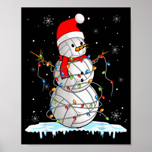 Snowmies Santa Lights Christmas Snowman Volleyball Poster