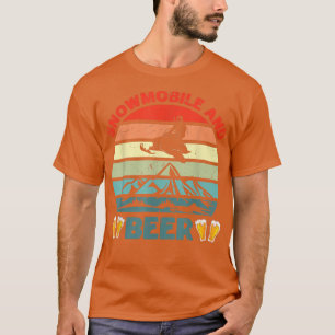 Snowmobile And Beer Snow Scooter Winter Beer Drink T-Shirt