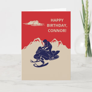 Snowmobile and Mountains Custom Message Card