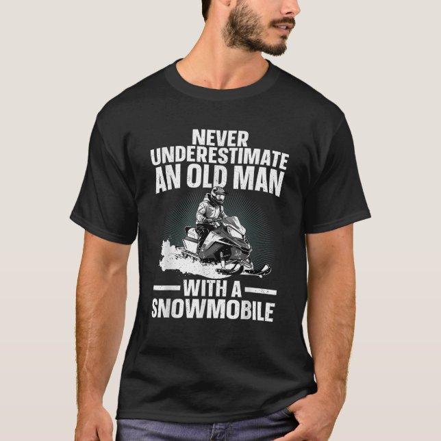 Snowmobile Art For Men Grandpa Snowmobiling Snowmo T-Shirt (Front)
