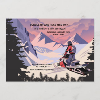 Snowmobile Birthday Party Invitation