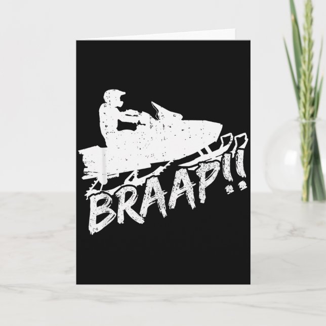 Snowmobile Braap Funny Motor Sled Snowmobiling  Card (Front)
