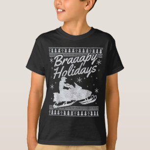 Snowmobile Braapy Holidays Funny Braap Ugly Christ T-Shirt