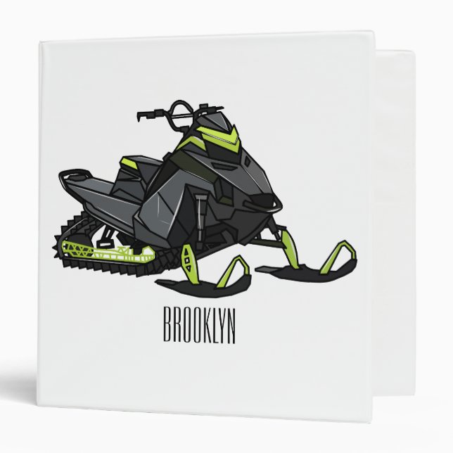 Snowmobile cartoon illustration  3 ring binder (Front/Inside)