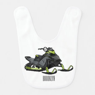 Snowmobile cartoon illustration  baby bib