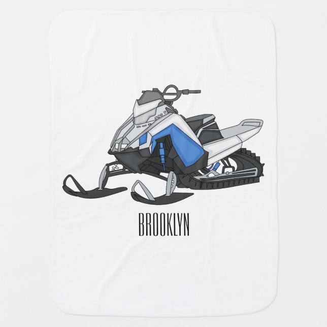 Snowmobile cartoon illustration baby blanket (Front)