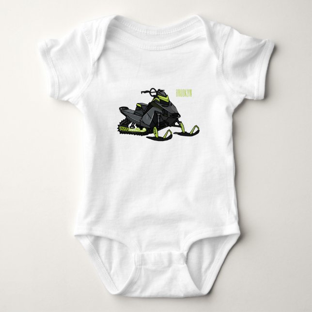 Snowmobile cartoon illustration  baby bodysuit (Front)