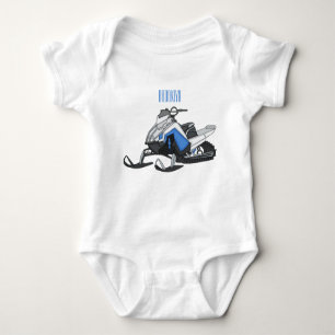 Snowmobile cartoon illustration baby bodysuit