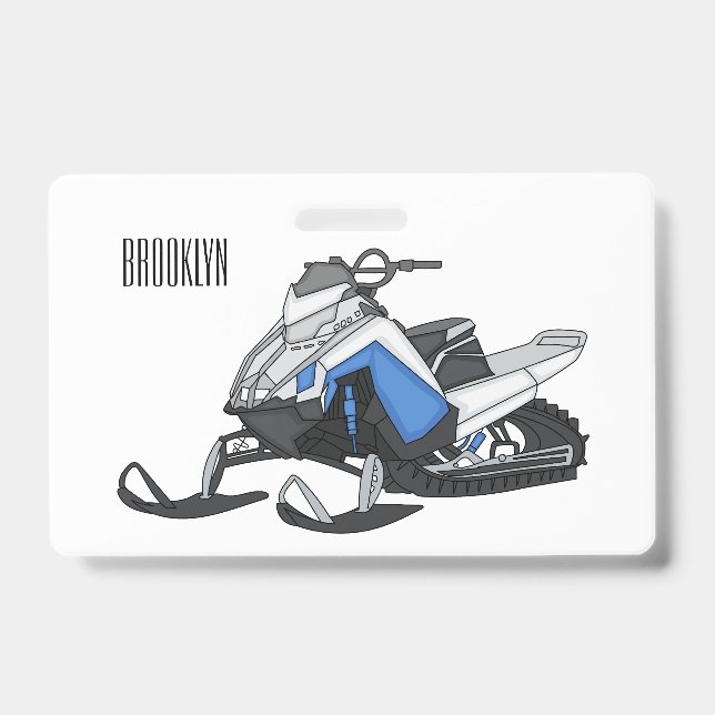 Snowmobile cartoon illustration badge (Front)