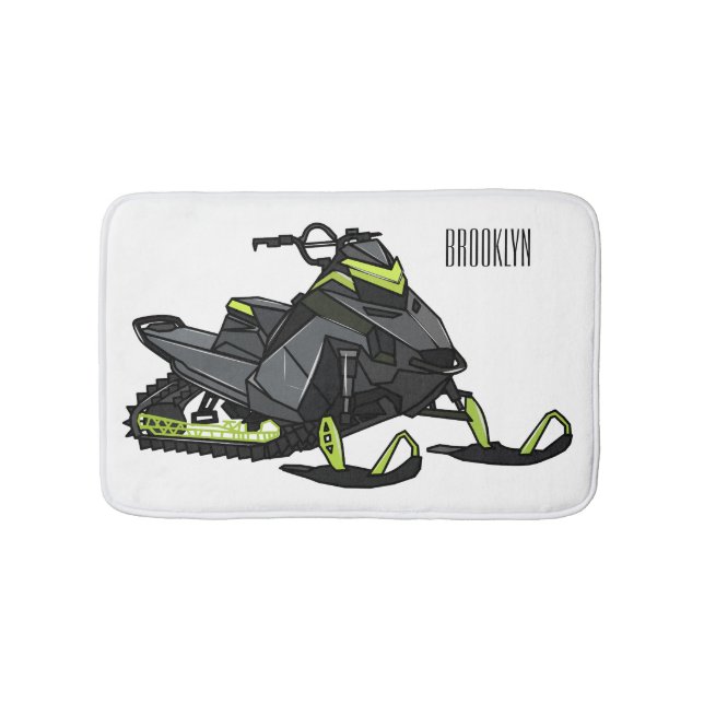 Snowmobile cartoon illustration  bath mat (Front)