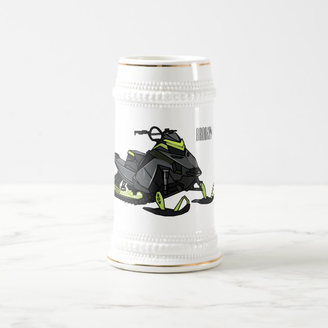 Snowmobile cartoon illustration  beer stein (Center)