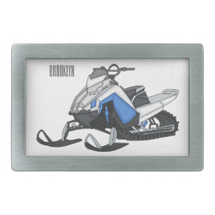 Snowmobile cartoon illustration belt buckle