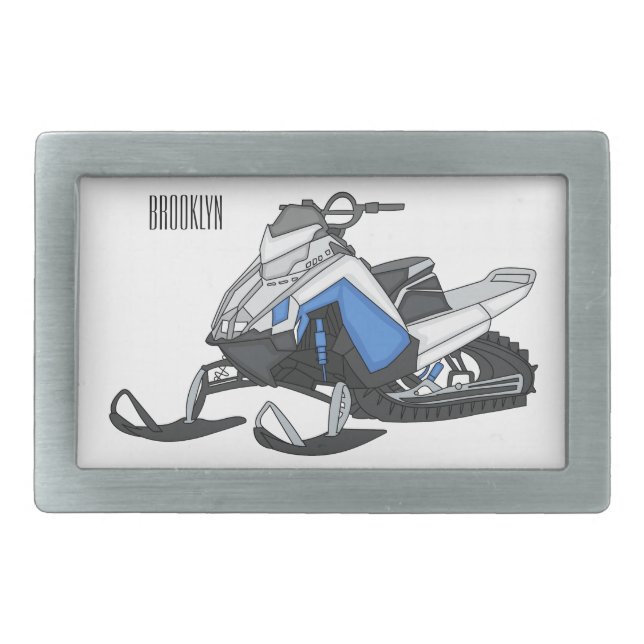Snowmobile cartoon illustration  belt buckle (Front)