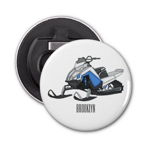 Snowmobile cartoon illustration bottle opener