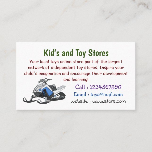 Snowmobile cartoon illustration business card (Front)